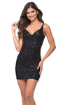 Sexy V-neck Short Natural Waistline Sheath Plunging Neck Sleeveless Back Zipper Sequined Sheath Dress