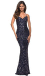 V-neck Floor Length Sleeveless Spaghetti Strap Sweetheart Sequined Lace-Up Open-Back Fitted Natural Waistline Floral Print Sheath Sheath Dress/Evening Dress with a Brush/Sweep Train