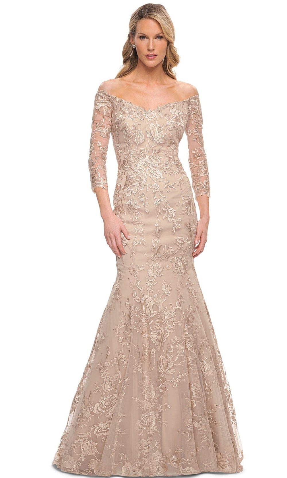 La Femme 30164 - Embroidered Mermaid Mother of the Bride Dress
