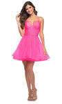 A-line V-neck Tulle Ruched Back Zipper Natural Waistline Cocktail Above the Knee Dress