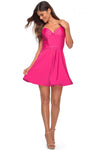 A-line V-neck Jersey Natural Waistline Cocktail Short Sleeveless Back Zipper Fitted Fit-and-Flare Party Dress