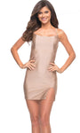 Sheath Jersey Sleeveless Spaghetti Strap Scoop Neck Cocktail Short Fitted Glittering Back Zipper Slit Open-Back Beaded Fall Natural Waistline Sheath Dress/Party Dress