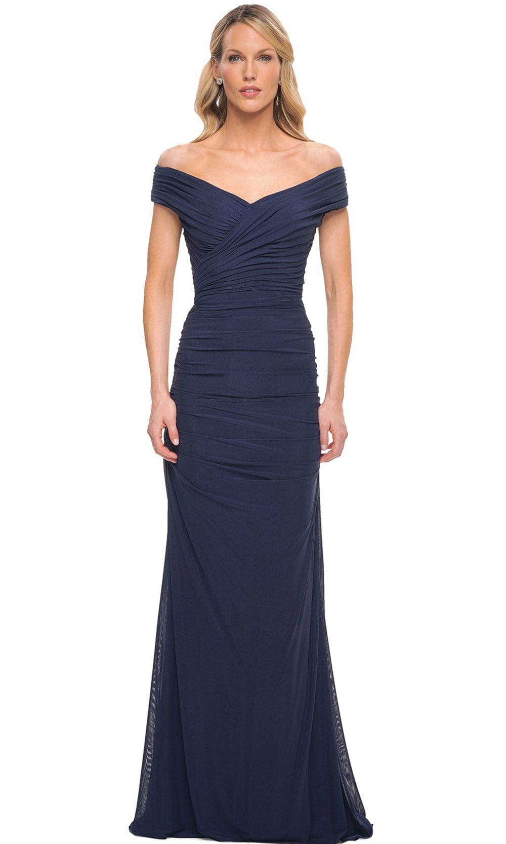 La Femme 30363 - Long Ruched Jersey Dress
