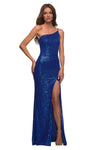 Floor Length Natural Waistline Fitted Sequined Back Zipper Slit Asymmetric Open-Back One Shoulder Sleeveless Sheath Sheath Dress/Party Dress