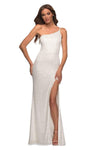 One Shoulder Sleeveless Slit Back Zipper Open-Back Fitted Asymmetric Sequined Natural Waistline Floor Length Sheath Sheath Dress/Party Dress