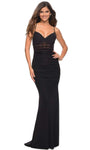 V-neck Jersey Bandeau Neck Corset Empire Waistline Sheer Back Zipper Fitted Lace-Up Ruched Sleeveless Spaghetti Strap Sheath Floor Length Sheath Dress/Evening Dress with a Brush/Sweep Train