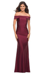 Natural Waistline Floor Length Jersey Ruched Back Zipper Open-Back Fitted Off the Shoulder Sheath Sheath Dress with a Brush/Sweep Train