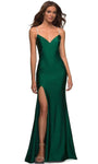 V-neck Sheath Natural Waistline Jersey Slit Jeweled Open-Back Floor Length Sheath Dress with a Brush/Sweep Train With Rhinestones