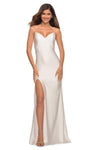 V-neck Natural Waistline Jersey Sheath Floor Length Jeweled Slit Open-Back Sheath Dress with a Brush/Sweep Train With Rhinestones