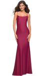 Mermaid Spaghetti Strap Open-Back Back Zipper Jersey Scoop Neck Natural Waistline Prom Dress with a Brush/Sweep Train