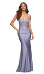 V-neck Plunging Neck Natural Waistline Lace-Up Back Zipper Sheath Mermaid Sheath Dress with a Brush/Sweep Train With Rhinestones