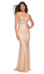 V-neck Natural Waistline Sheath Mermaid Plunging Neck Lace-Up Back Zipper Sheath Dress with a Brush/Sweep Train With Rhinestones