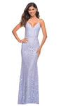 V-neck Sheath Applique Illusion Beaded Natural Waistline Spaghetti Strap Lace Sheath Dress with a Brush/Sweep Train