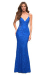 V-neck Applique Illusion Beaded Lace Spaghetti Strap Natural Waistline Sheath Sheath Dress with a Brush/Sweep Train