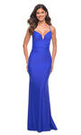 Sophisticated V-neck Fall Jersey Cutout Ruched Spaghetti Strap Natural Waistline Bandeau Neck Notched Collar Floor Length Sheath Sheath Dress with a Brush/Sweep Train