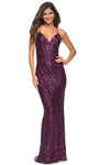 V-neck General Print Natural Waistline Mermaid Sequined Back Zipper Open-Back Lace-Up Spaghetti Strap Floor Length Dress