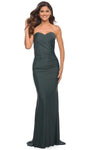 Sophisticated Strapless Sweetheart Natural Waistline Gathered Ruched Sheath Jersey Sheath Dress with a Brush/Sweep Train