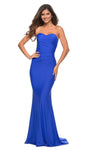 Sophisticated Strapless Sweetheart Jersey Gathered Ruched Sheath Natural Waistline Sheath Dress with a Brush/Sweep Train