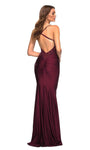 V-neck Natural Waistline Open-Back Beaded Sheer Mermaid Spaghetti Strap Dress with a Brush/Sweep Train