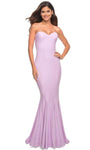 Strapless Jersey Sweetheart Natural Waistline Mermaid Open-Back Back Zipper Dress with a Brush/Sweep Train