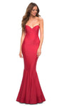 Strapless Mermaid Natural Waistline Sweetheart Open-Back Back Zipper Jersey Dress with a Brush/Sweep Train