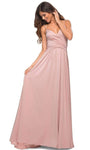 A-line V-neck Slit Back Zipper Jersey Flutter Sleeves Spaghetti Strap Natural Waistline Dress with a Brush/Sweep Train