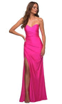 Strapless Sweetheart Jersey Slit Open-Back Fitted Ruched Back Zipper Sheath Natural Waistline Sheath Dress with a Brush/Sweep Train
