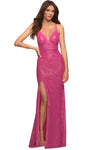 Sophisticated V-neck Sheath Floor Length Sleeveless Sequined Fitted Slit Back Zipper Lace-Up Empire Waistline Sheath Dress/Evening Dress