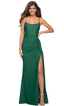 Sophisticated Floor Length Jersey Natural Waistline Scoop Neck Square Neck Sleeveless Spaghetti Strap Sheath Back Zipper Wrap Ruched Slit Open-Back Lace-Up Sheath Dress/Evening Dress with a Brush/Swee