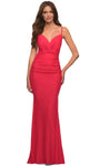 Natural Waistline Fitted Open-Back Sheath Spaghetti Strap Sweetheart Jersey Sheath Dress/Evening Dress with a Brush/Sweep Train