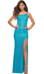 Natural Waistline Sheath Open-Back Sequined Back Zipper Slit Fitted Floor Length One Shoulder Sleeveless Sheath Dress