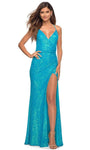 V-neck Sheath Wrap Draped Ruched Slit Back Zipper Lace-Up Sequined Natural Waistline Sheath Dress with a Brush/Sweep Train