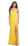 V-neck Natural Waistline Sheath Sequined Back Zipper Slit Ruched Draped Lace-Up Wrap Sheath Dress with a Brush/Sweep Train