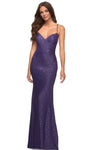 V-neck Spaghetti Strap Sheath Natural Waistline Floor Length Lace-Up Wrap Sequined Sheath Dress/Evening Dress/Party Dress