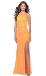 Sexy Sheath Halter Spaghetti Strap Natural Waistline Sequined Backless Slit Sheath Dress/Prom Dress with a Brush/Sweep Train With a Sash