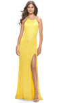 Sexy Sheath Natural Waistline Halter Sequined Slit Backless Spaghetti Strap Sheath Dress/Prom Dress with a Brush/Sweep Train With a Sash