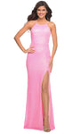 Sexy Halter Floor Length Sheath Natural Waistline Open-Back Sequined Fitted Back Zipper Slit Beaded Sleeveless Sheath Dress with a Brush/Sweep Train