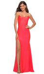 Sophisticated Floor Length Bateau Neck Scoop Neck Jersey Jeweled Slit Open-Back Back Zipper Fitted Sleeveless Spaghetti Strap Sheath Natural Waistline Sheath Dress with a Brush/Sweep Train