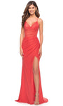 Sexy V-neck Sleeveless Spaghetti Strap Natural Waistline Sheath Jersey Ruched Slit Back Zipper Sheath Dress