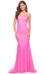 Sexy Open-Back Back Zipper Fitted Mermaid Sleeveless Jersey Natural Waistline Straight Neck Evening Dress with a Brush/Sweep Train