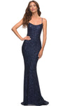 Spaghetti Strap Back Zipper Sequined Scoop Neck Natural Waistline Sheath Sheath Dress/Evening Dress with a Brush/Sweep Train