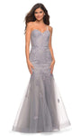 Strapless Natural Waistline Mermaid Sweetheart Floor Length Illusion Back Zipper Applique Open-Back Beaded Dress with a Brush/Sweep Train