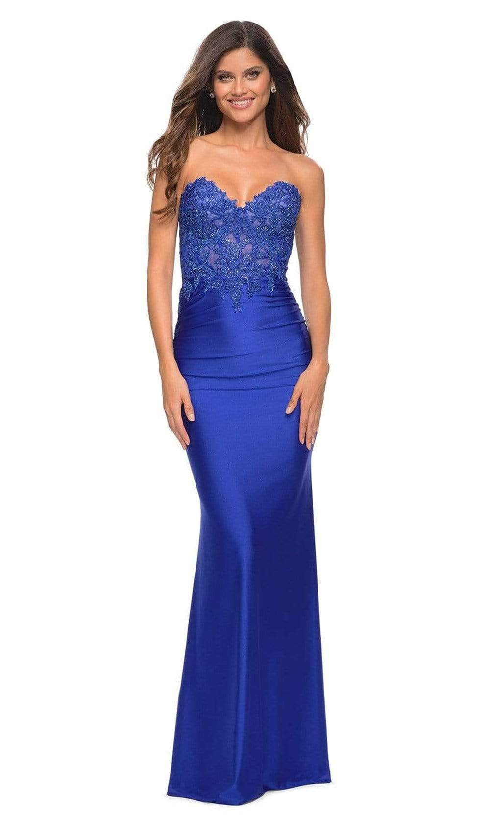 La Femme - 30720 Beaded Lace Jersey Gown
