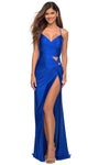 V-neck Sheath Cutout Slit Back Zipper Lace-Up Ruched Natural Waistline Jersey Sheath Dress with a Brush/Sweep Train