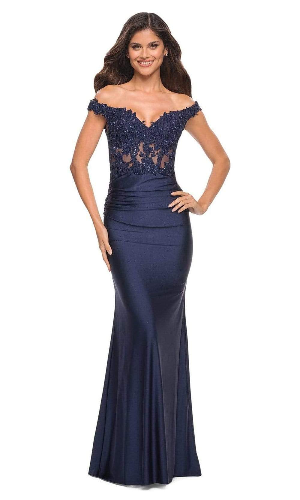 La Femme - 30741 Illusion Lace Top Long Dress
