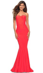 Sophisticated Strapless Floor Length Sweetheart Back Zipper Fitted Sheath Mermaid Natural Waistline Jersey Sheath Dress/Evening Dress with a Brush/Sweep Train