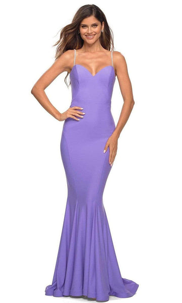 Floor Length Sweetheart Fitted Back Zipper Mermaid Sleeveless Spaghetti Strap Jersey Natural Waistline Evening Dress/Prom Dress with a Brush/Sweep Train With Rhinestones