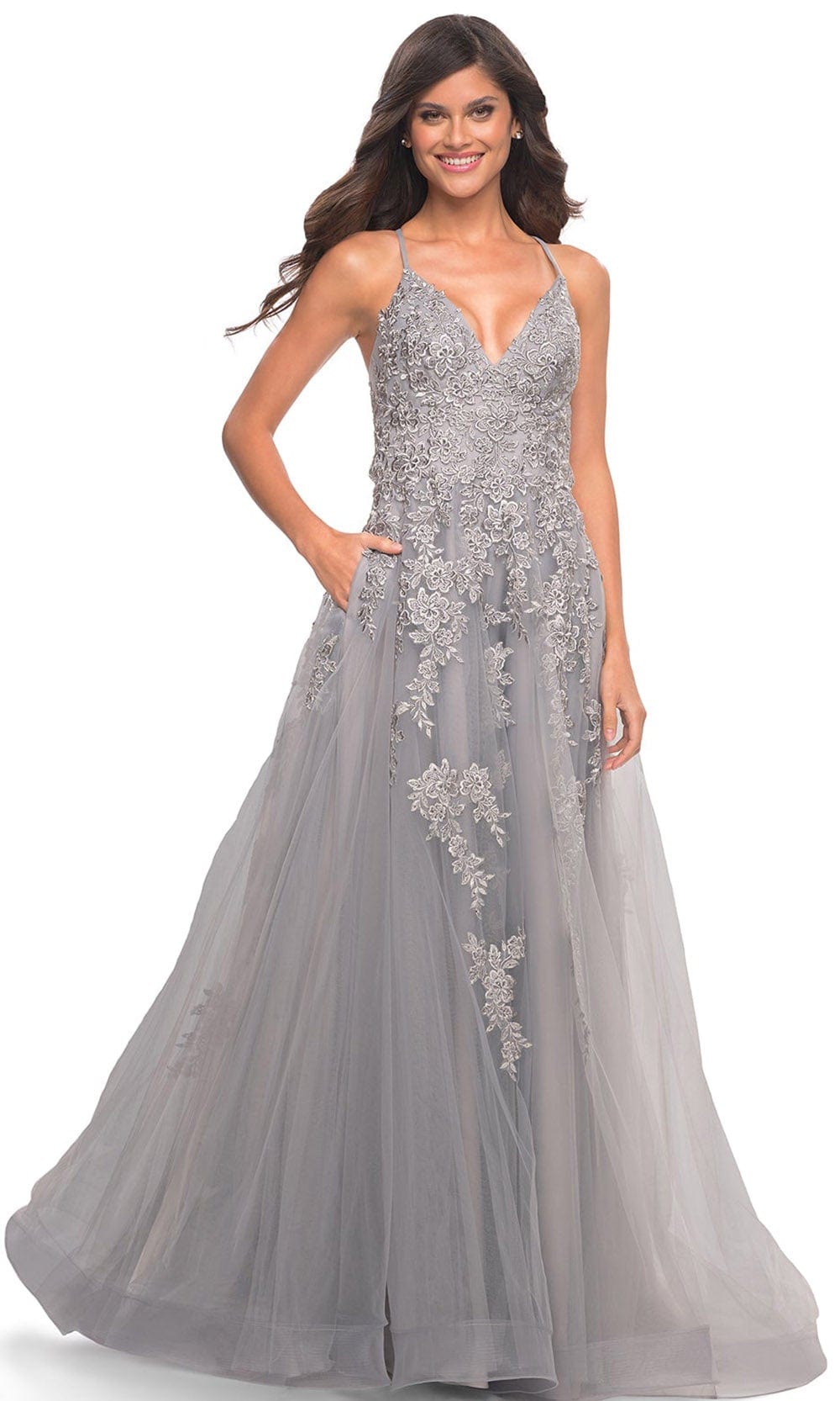 La Femme 30810 - Lace Applique A-Line Gown
