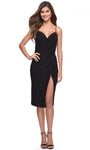 Sexy Sophisticated Natural Waistline Above the Knee Slit Wrap Back Zipper Ruched Open-Back Jersey Sweetheart Sheath Spaghetti Strap Sheath Dress/Homecoming Dress