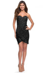 Strapless Short Sweetheart Natural Waistline Sheath Sequined Ruched Faux Wrap Sheath Dress/Homecoming Dress With Ruffles